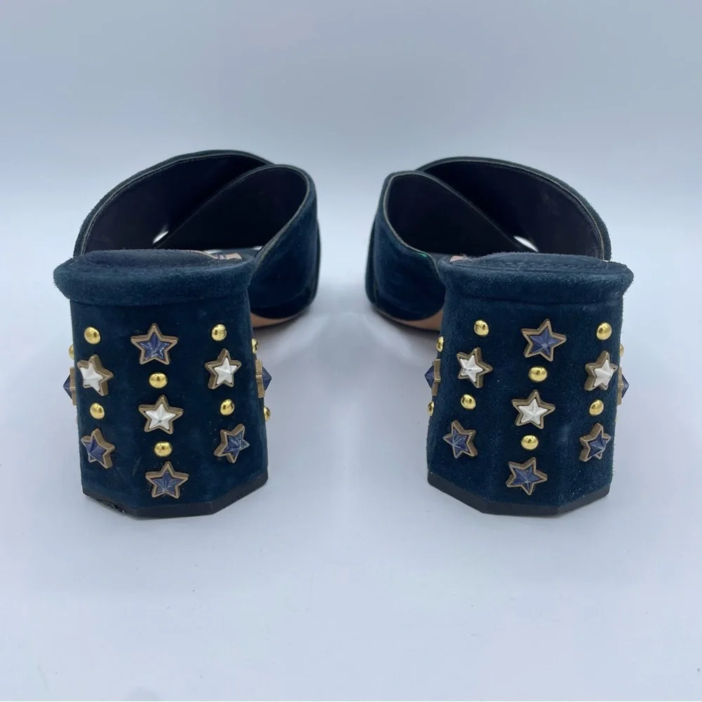 Sandro Star Studded Suede Sandals Shoes 40 Blue